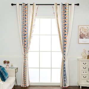 Bohemian cotton and linen colorful curtains