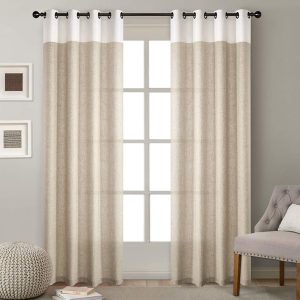 Colorblock Linen Light Brown Curtains