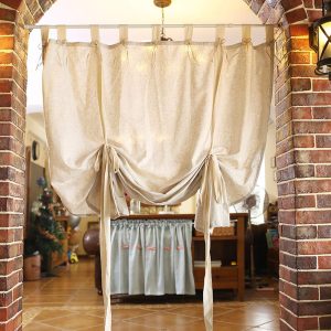 Cotton and linen tie curtains