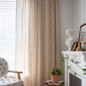 Farmhouse Cotton Crochet Lace Curtain Fabric